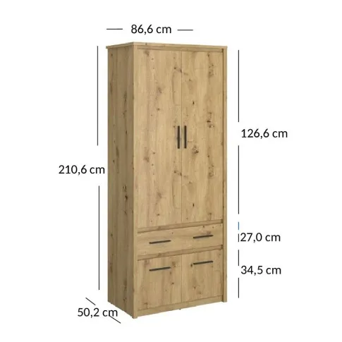 Szafa z szuflada dąb artisan Basani 15X