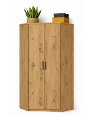 Narożna szafa na ubrania z półkami dąb artisan - Toreso 16X w sklepie Edinos.pl