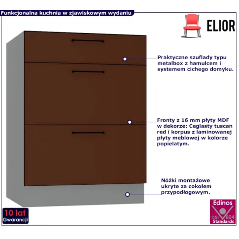 Kuchenna szafka dolna z szufladami 60cm ceglasty Fiorentina 14X