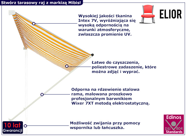 Markiza tarasowa Mibis żółto-białe pasy