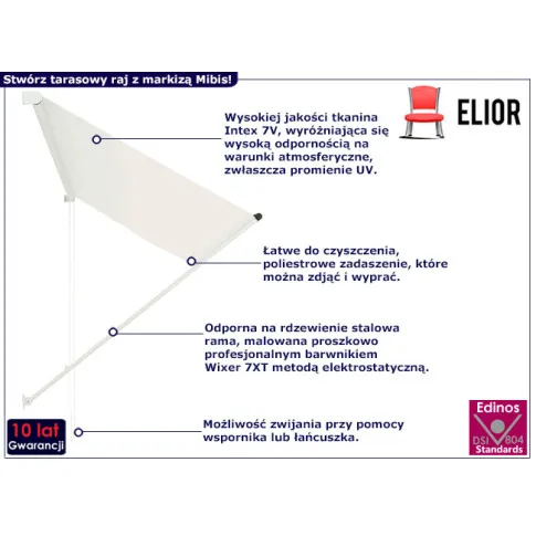 Ścienna markiza na taras Mibis kolor kremowy