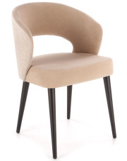 Beżowe krzesło welurowe kubełkowe do salonu - Fuso 4X