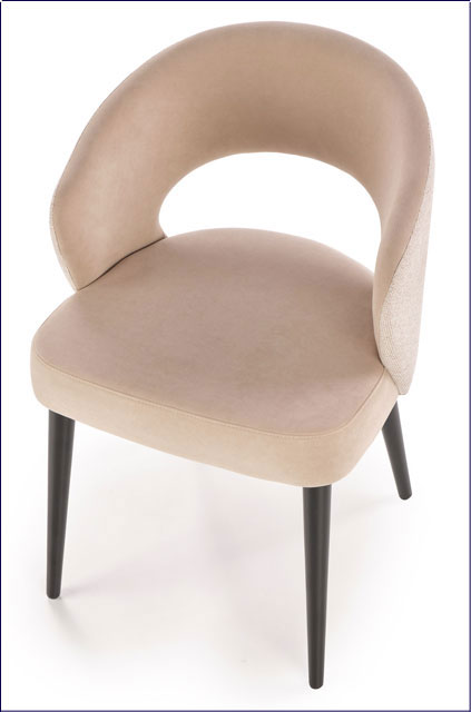 Welurowe krzesło kubełkowe drewniane beż Fuso 43X