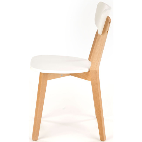białe drewniane skandynawskie krzesło do stołu Juxo