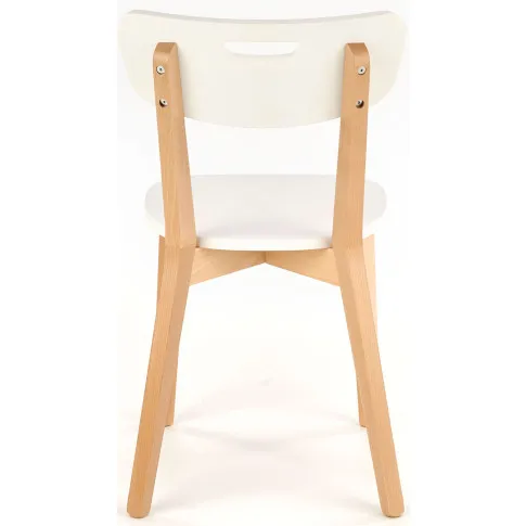drewniane krzesło kuchenne z białym siedziskiem Juxo