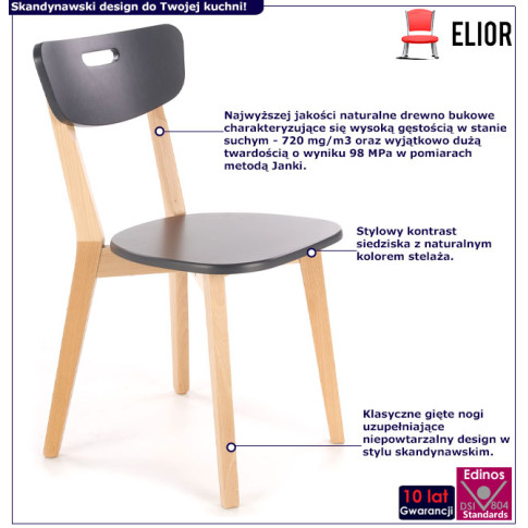 infografika czarne krzesło kuchenne drewniane juxo