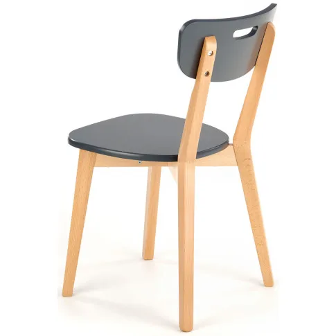 drewniane skandynawskie grafitowe krzesło do stołu Juxo
