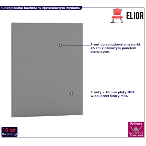 Front do zmywarki 45cm z panelem odkrytym szary Fiorentina 21X