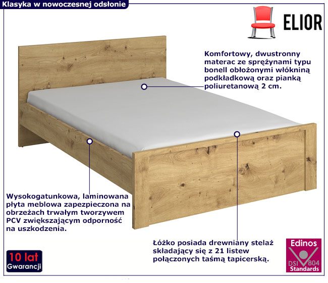 Klasyczne łóżko z zagłówkiem 140x200 Toreso 19X