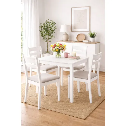 Wizualizacja wnętrza jadalni z białym stołem Jownia