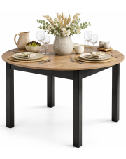 Nowoczesny okrągły stół rozkładany dąb artisan + czarny - Alenox w sklepie Edinos.pl