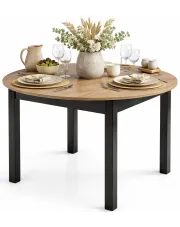 Nowoczesny okrągły stół rozkładany dąb artisan + czarny - Alenox w sklepie Edinos.pl