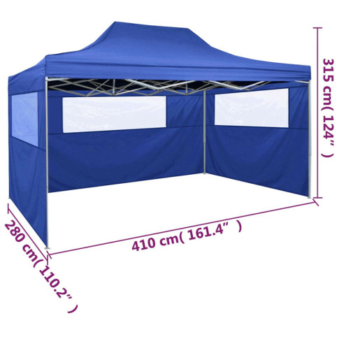 Wymiary niebieskiego namiotu ogrodowego Vorlin