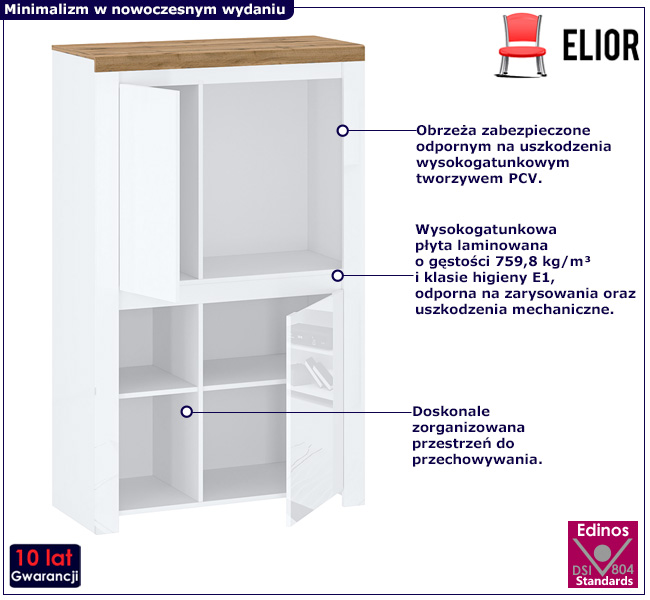 Regał Nelora 5X biały połysk