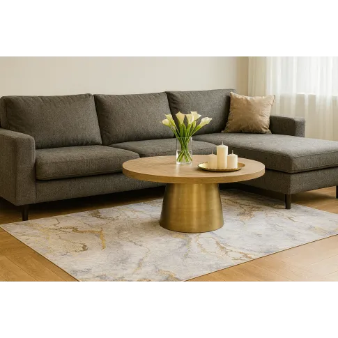 Szaro złoty dywan z marmurowym wzorem w stylu glamour   Piperita 3X