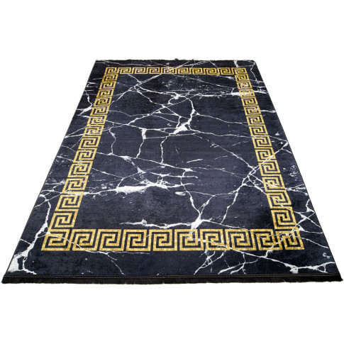 gładki dywan glamour z grecką ramką Fasato 3X