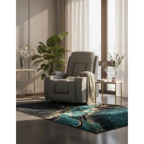 Zielony dywan glamour z marmurowym wzorem   Piperita 5X