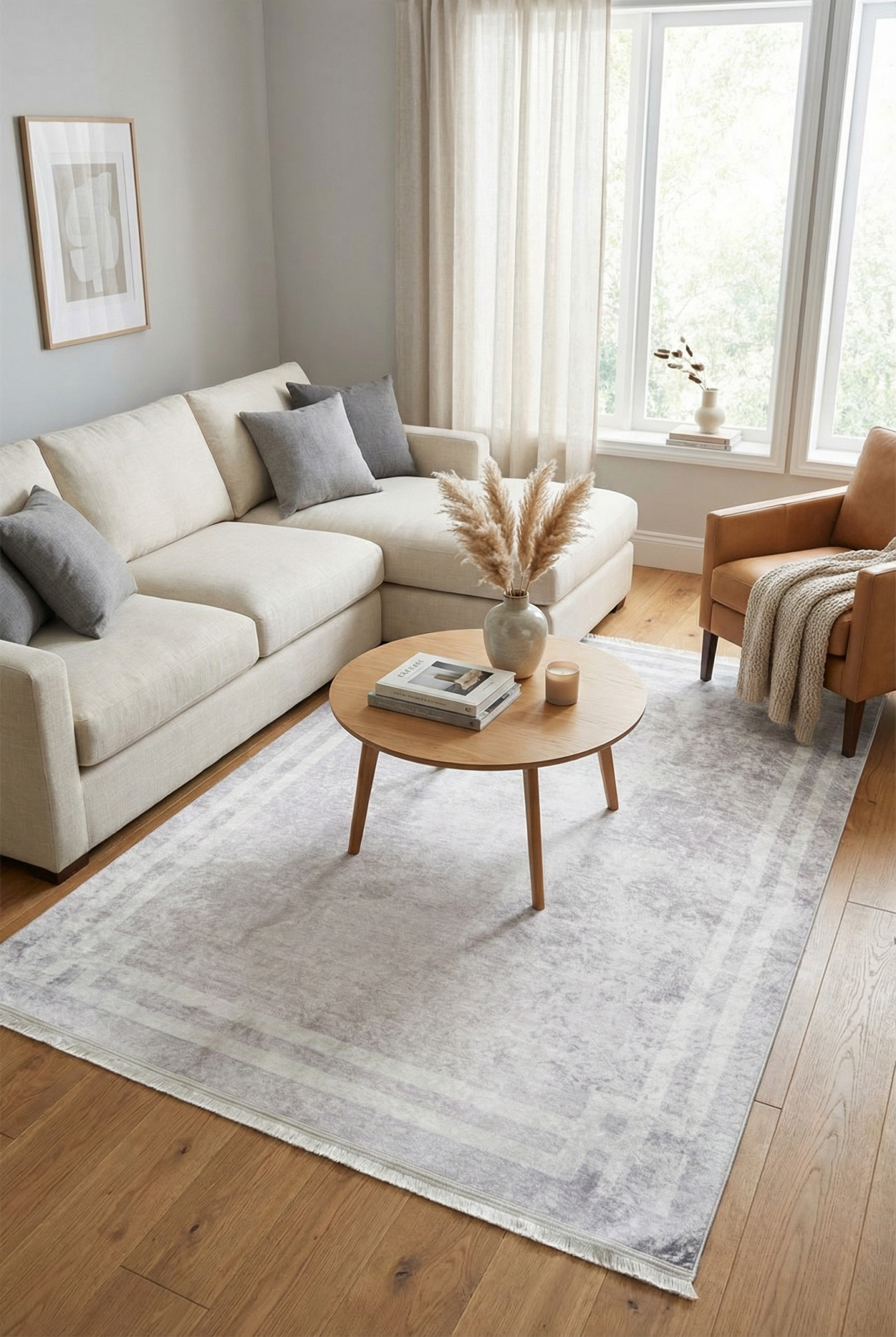 Aranżacja salonu z dywanem z ramką Amio 4X