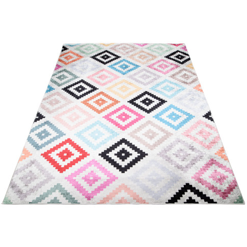 dywan nowoczesny beżowy w kolorowy geometryczny wzór Cunis 6X