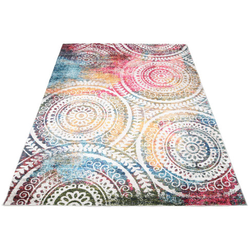 kolorowy orientalny dywan w rozety do sypialni salonu Befadi 5X