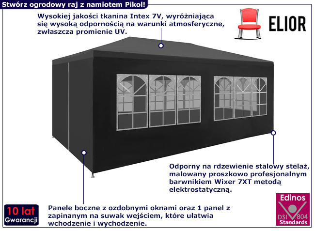 Namiot ogrodowy Pikol kolor antracyt