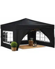 Czarny namiot ogrodowy z oknami Seya - kwadrat 290x290 cm w sklepie Edinos.pl