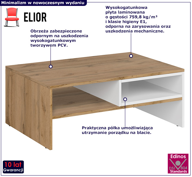 Ława z półka pod blatem Nelora 14X