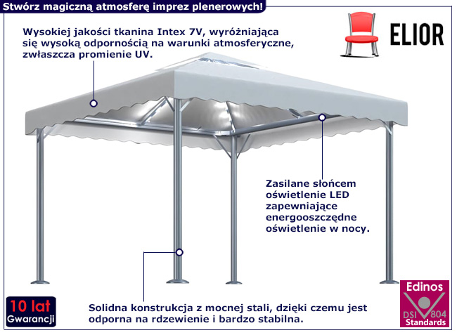 Namiot ogrodowy z oświetleniem LED Irgan kolor kremowy