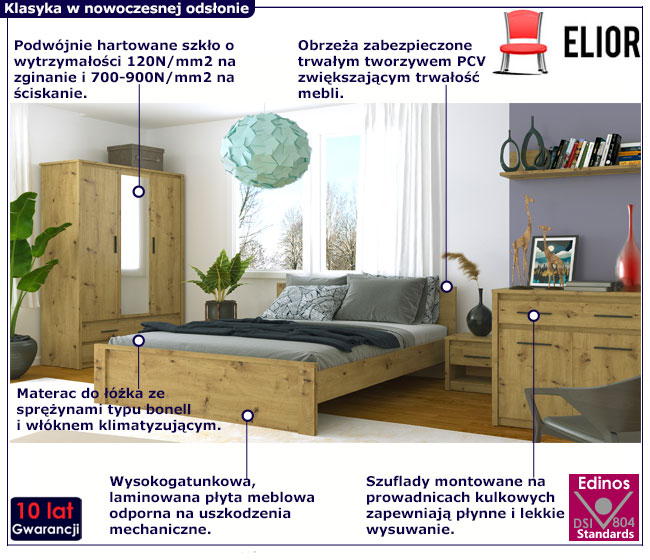 Zestaw mebli do sypialni 6 elementów artisan Toreso 31X