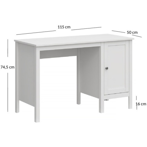 wymiary białego biurka z szafka Jasaro 3X