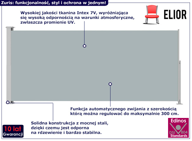 Szara markiza boczna Hixa
