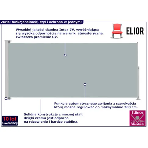 Zwijana markiza boczna Zuris kolor szary