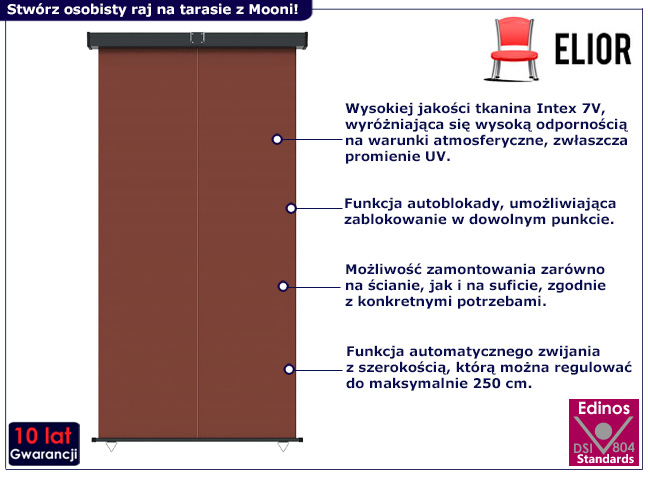 Wysuwana markiza boczna Mooni kolor brązowy