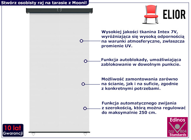 Wysuwana markiza boczna Sativ kolor kremowy