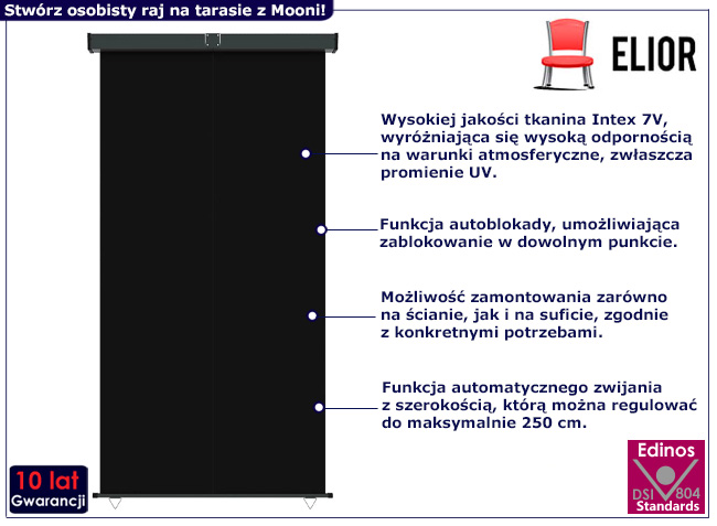 Wysuwana markiza boczna Mooni kolor czarny