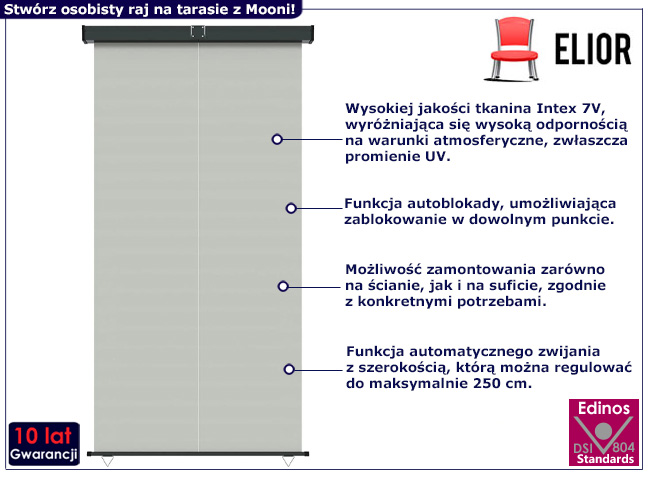 Wysuwana markiza boczna Sativ kolor szary