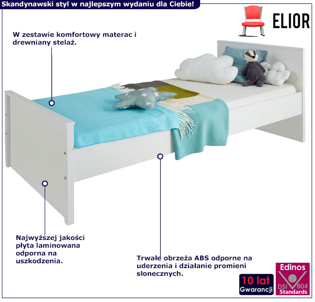 Skandynawskie podwójne łóżko młodzieżowe Omaron 8X infografika