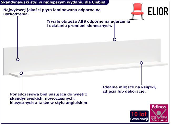 Biała półka ścienna nad telewizor Jasaro 9X