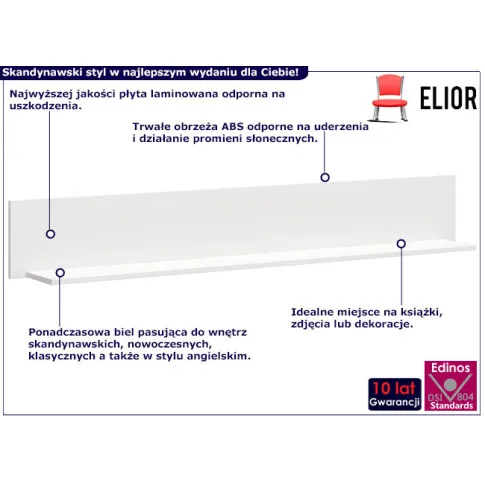 infografika białej półki ściennej do salonu Jasaro 9x