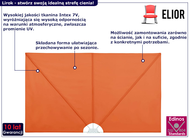 Parawan ogrodowy Lirok kolor pomarańczowy