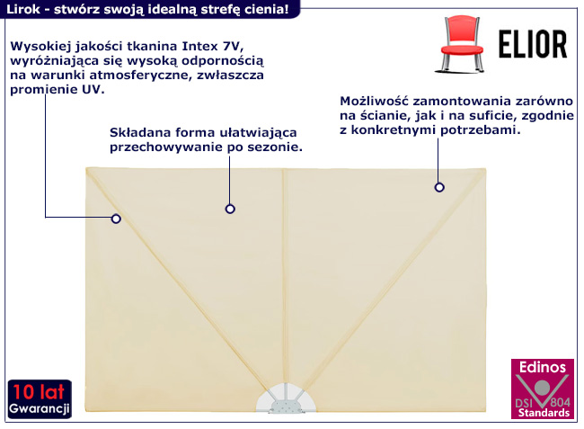 Parawan ogrodowy Lirok kolor kremowy