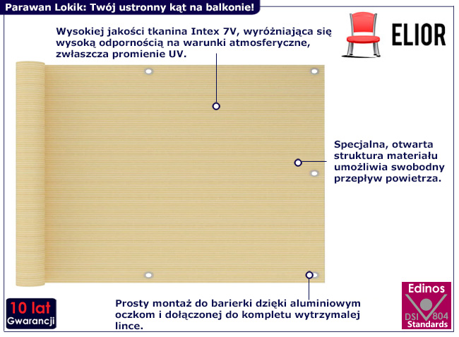 Parawan ogrodowy Lokik kolor beżowy