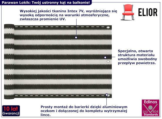 Parawan ogrodowy Lokik kolor antracytowo-biały