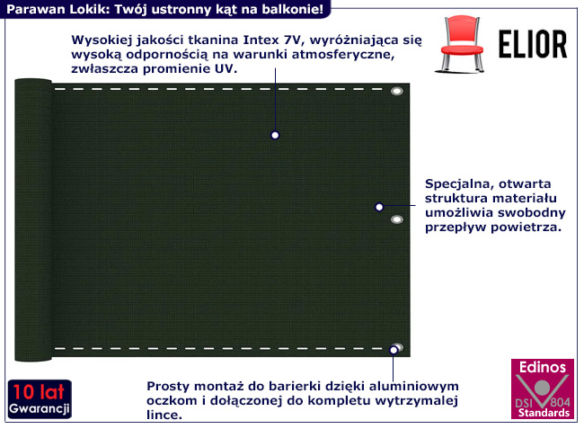 Parawan ogrodowy Lokik kolor ciemnozielony