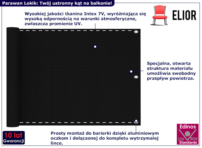 Parawan ogrodowy Lokik kolor czarny