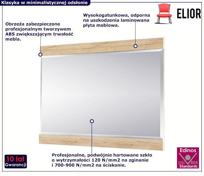 prostokątne lustro wiszące do przedpokoju Lister XL 10X