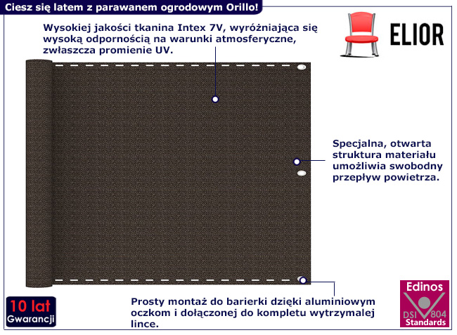 Parawan ogrodowy Peset kolor brązowy