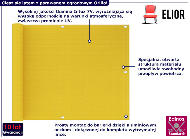 Parawan ogrodowy Orillo kolor żółty