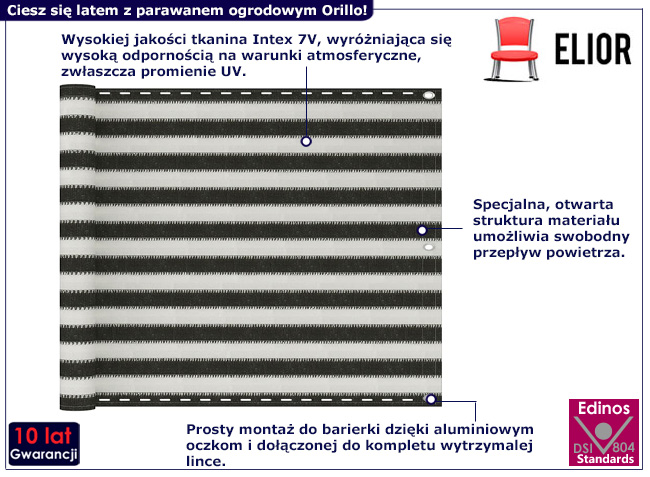 Parawan ogrodowy Peset kolor antracytowo-biały