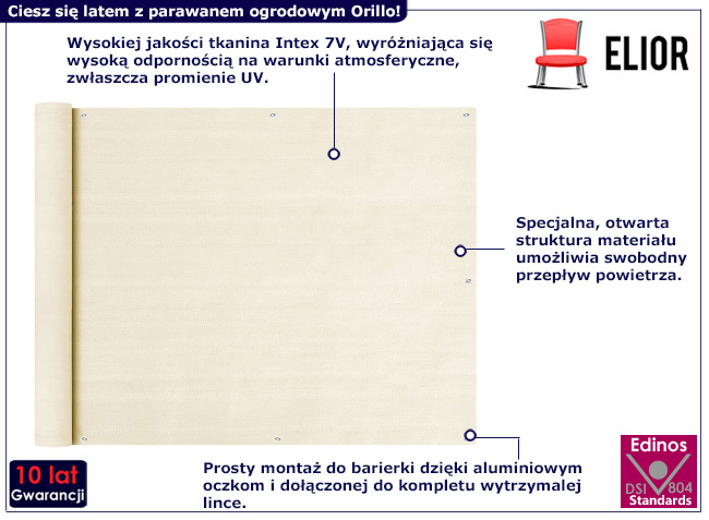 Parawan ogrodowy Peset kolor kremowy